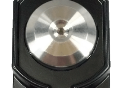 A rectangular black Bulldog button