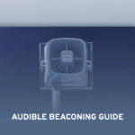 Picture of a Guide Cover with an Audible Beaconing Speaker and the text Audible Beaconing Guide